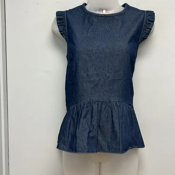 SOLD IN STORE Kate Spade Chambray Flounce Top Size 8 - Picture 4 of 13